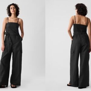 Black linen- cotton jumpsuit